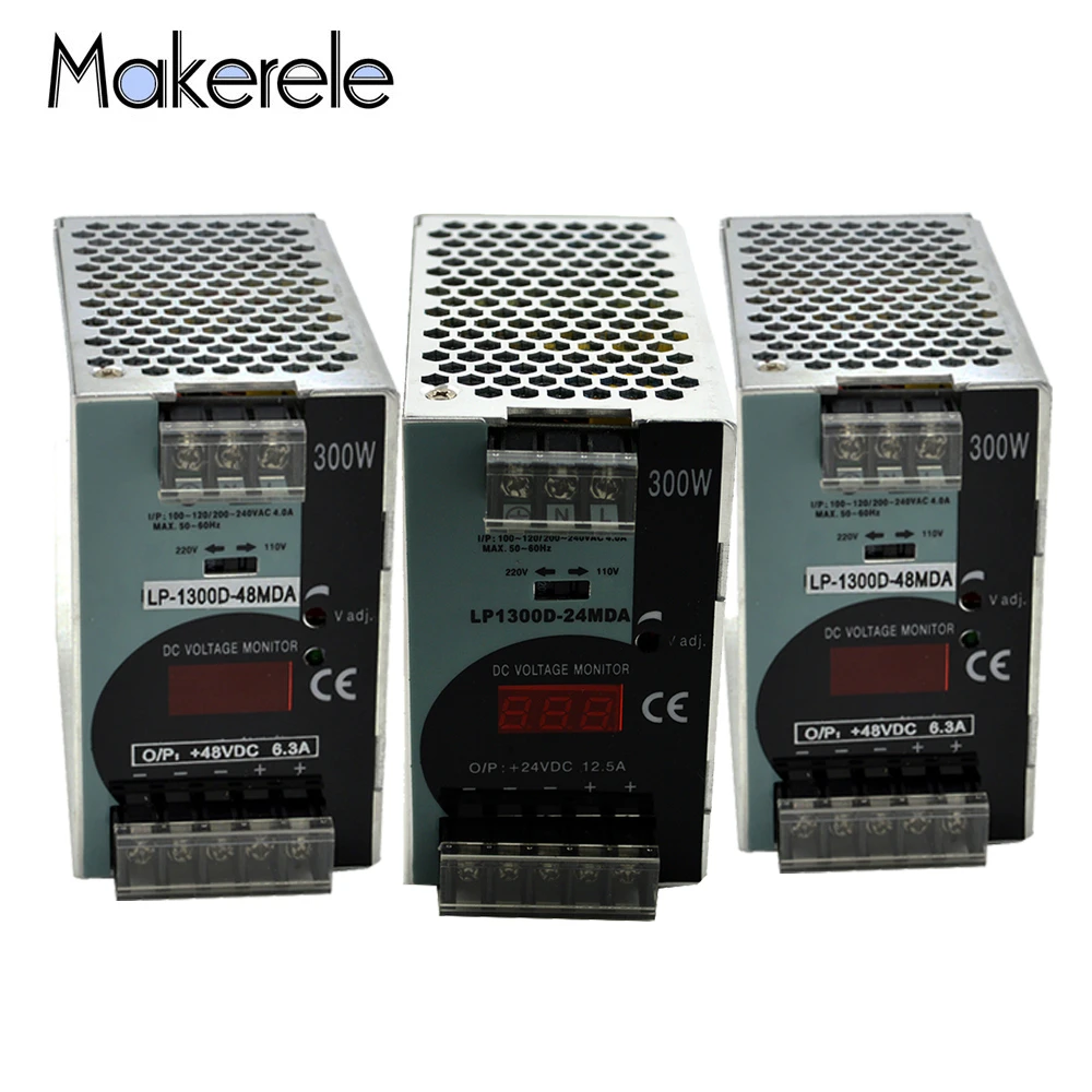 

12V/24V/48V Ac Dc With Ce Approve 300w Switching Power Supply Din Rail Single Output Switching Power Supply With Digital Display
