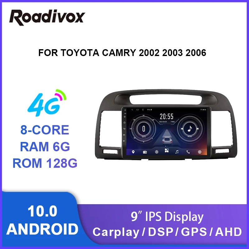 Автомагнитола 9 дюймов android 10 0 видеоплеер с gps-навигацией для Toyota Camry 2001 2002 2003 2006
