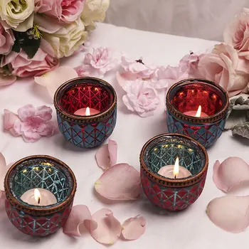 

Classical candle cup Romantic candlelight dinner props Heighten the atmosphere Glass candle holder bar decoration Flirting