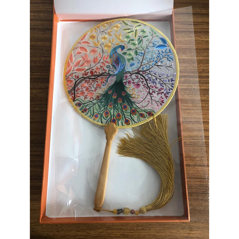 Нематериальный китайский Шелковый веер ручной работы Сучжоу веер с вышивкой двухсторонний веер с вышивкой серия с подарочной коробкой