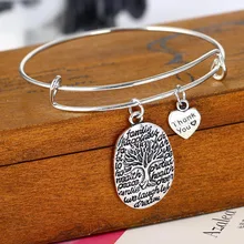 12 шт Дерево жизни браслеты сердце Спасибо круглые браслеты с подвесками провод Регулируемый расширяемый семья подарки другу Горячие