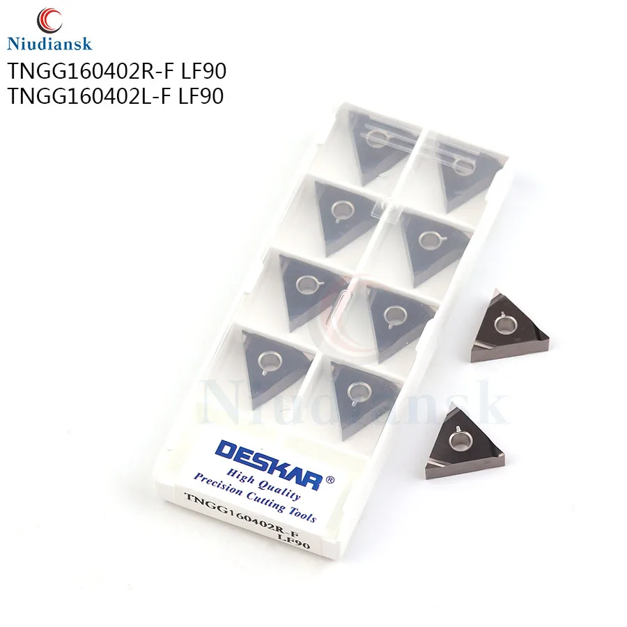 Вставки карбидные для токарного станка с ЧПУ, TNGG160402R-F, LF90, TNGG160402L-F, LF90, высокое качество, Металлокерамические вставки, износостойкие, 10 шт.