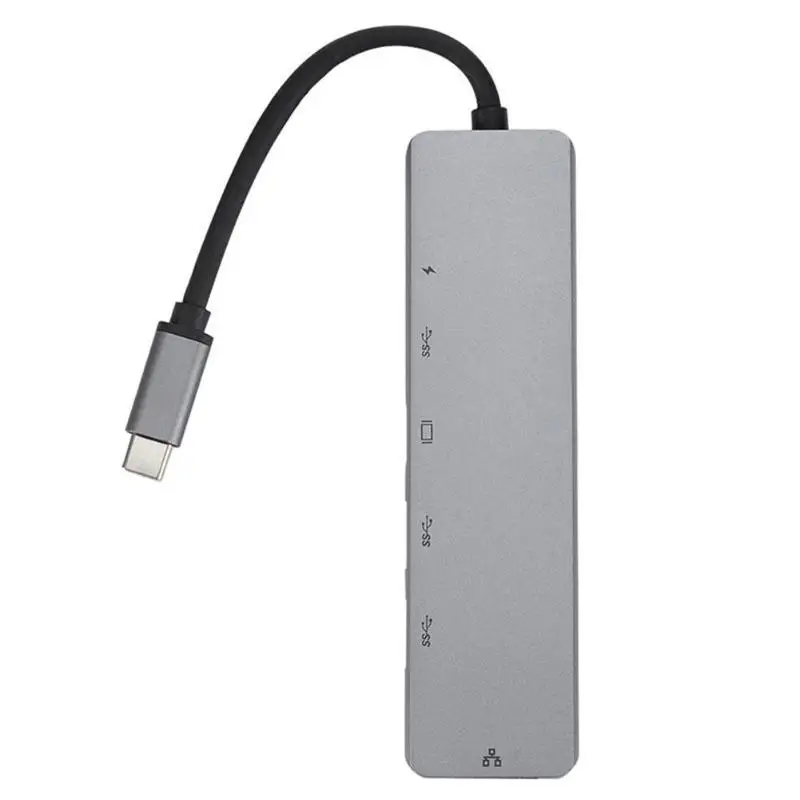 Алюминиевый сплав 6 в 1 type-C USB 3,1 хаб-конвертер портативный USB-C 4K HDMI 2 USB 3,0 PD RJ45 сетевой адаптер док-станция для портативных ПК