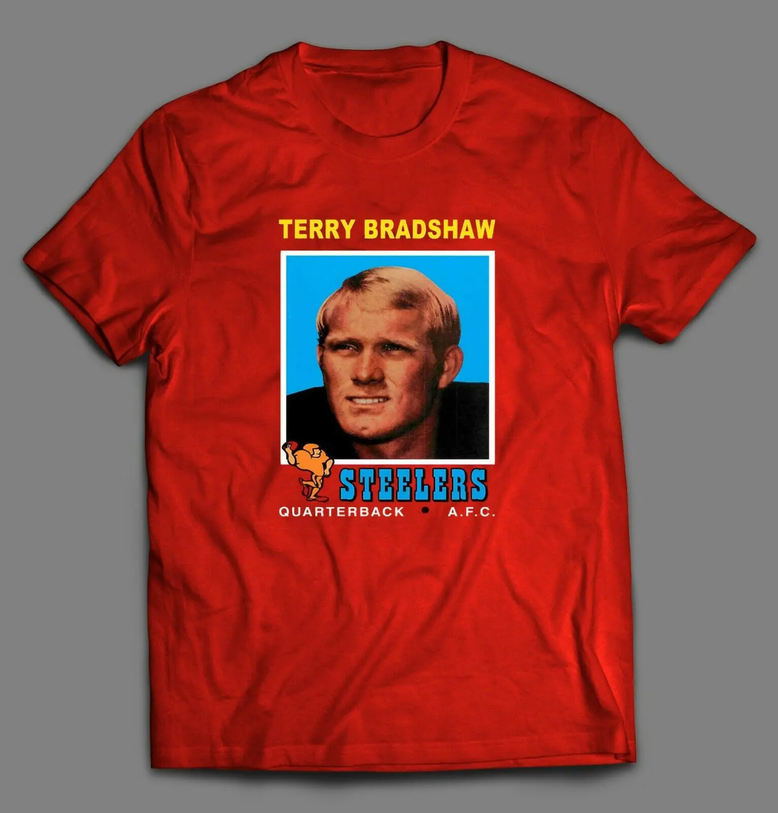 Terry Bradshaw Pittsburgh 1971 Topps Rookie Card Football T-Shirt