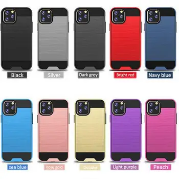 

200pcs/lot 2 in 1 Shockproof Tough Armor Brushed Hard Case For iPhone 11 Pro Max XS Max XR 8 7 6S Plus
