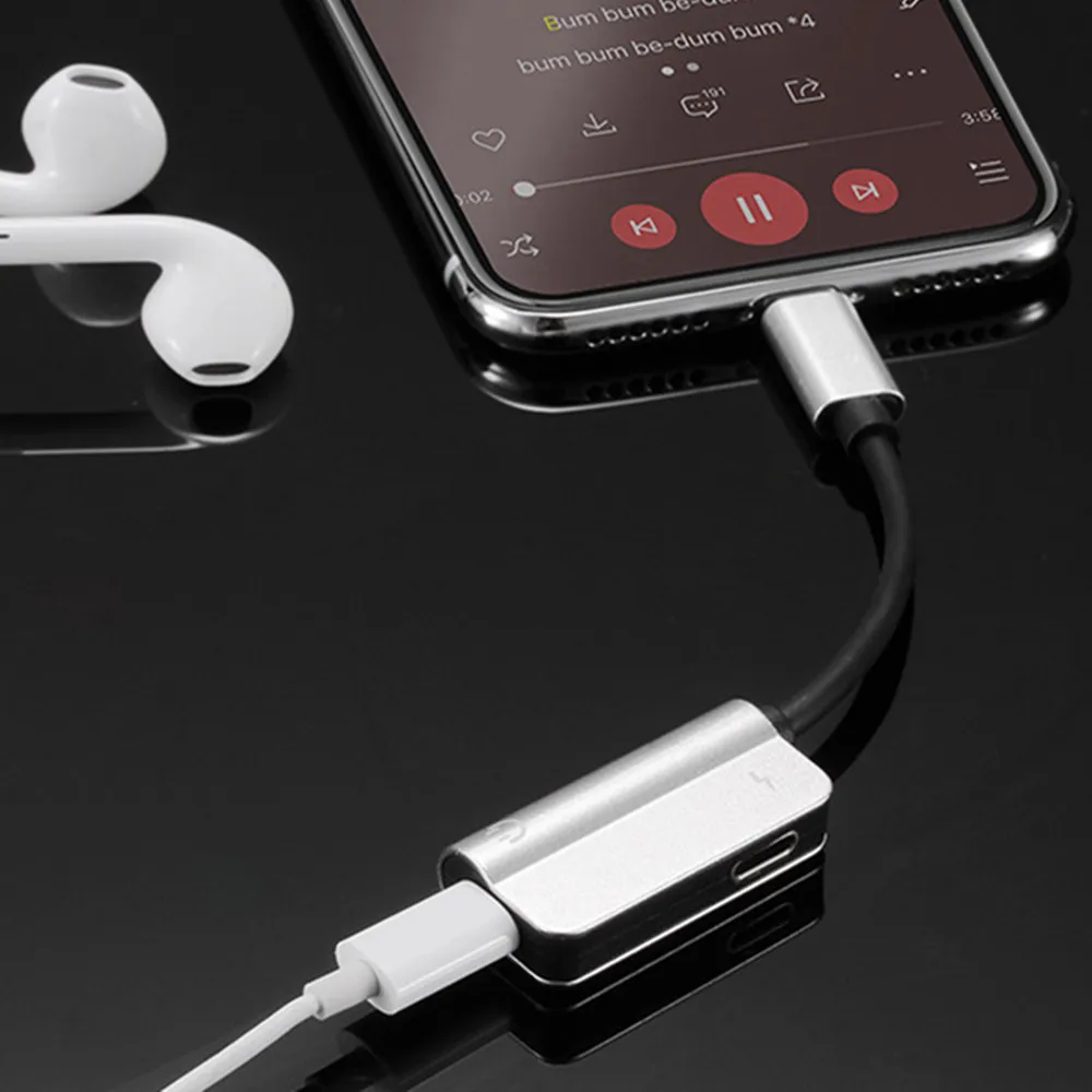 2 в 1 для адаптер для iPhone для Lightning+ 3,5 мм аудиокабель наушников адаптер вспомогательный конвертер для iPhone XR XS Max(N918