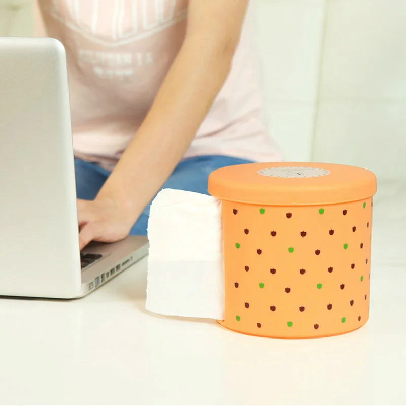 

Roll Paper Tissue Storage Case Plastic Box Container Napkin Holder Wipes Dust Cover Home Seat Type Roll Paper Towel Canister