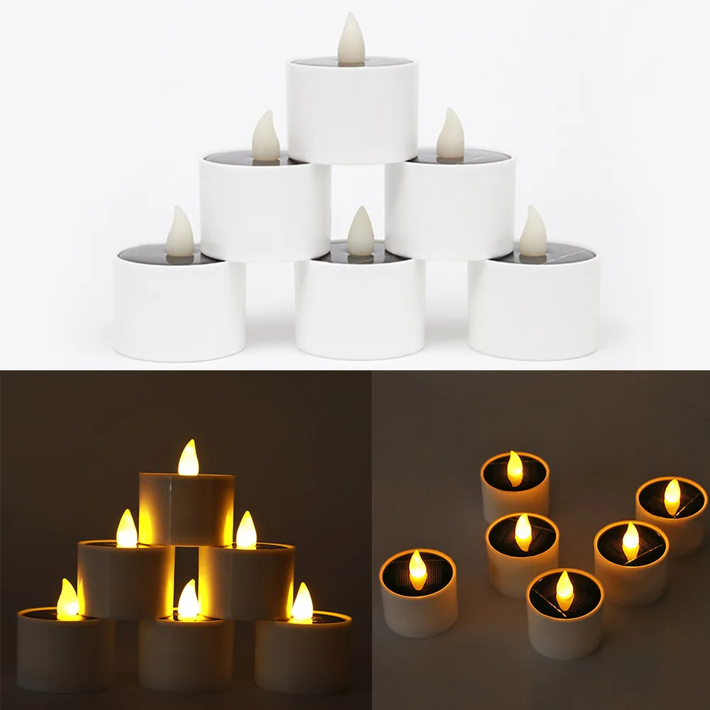 solar stake lights 6pcs Solar Flameless LED Candles Fake Flickering Tea Lights Outdoor Garden Solar Candles Light Romantic Wedding Party Decor solar powered led wall light