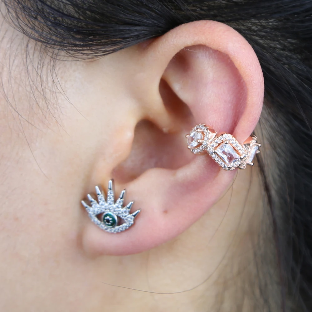 Ear Clip Earrings Clip Earrings Ear Clip Geometric cz clip on earring 5A cubic zirconia sparking bling various shaped cz no piercing ear cuff for women 1 piece