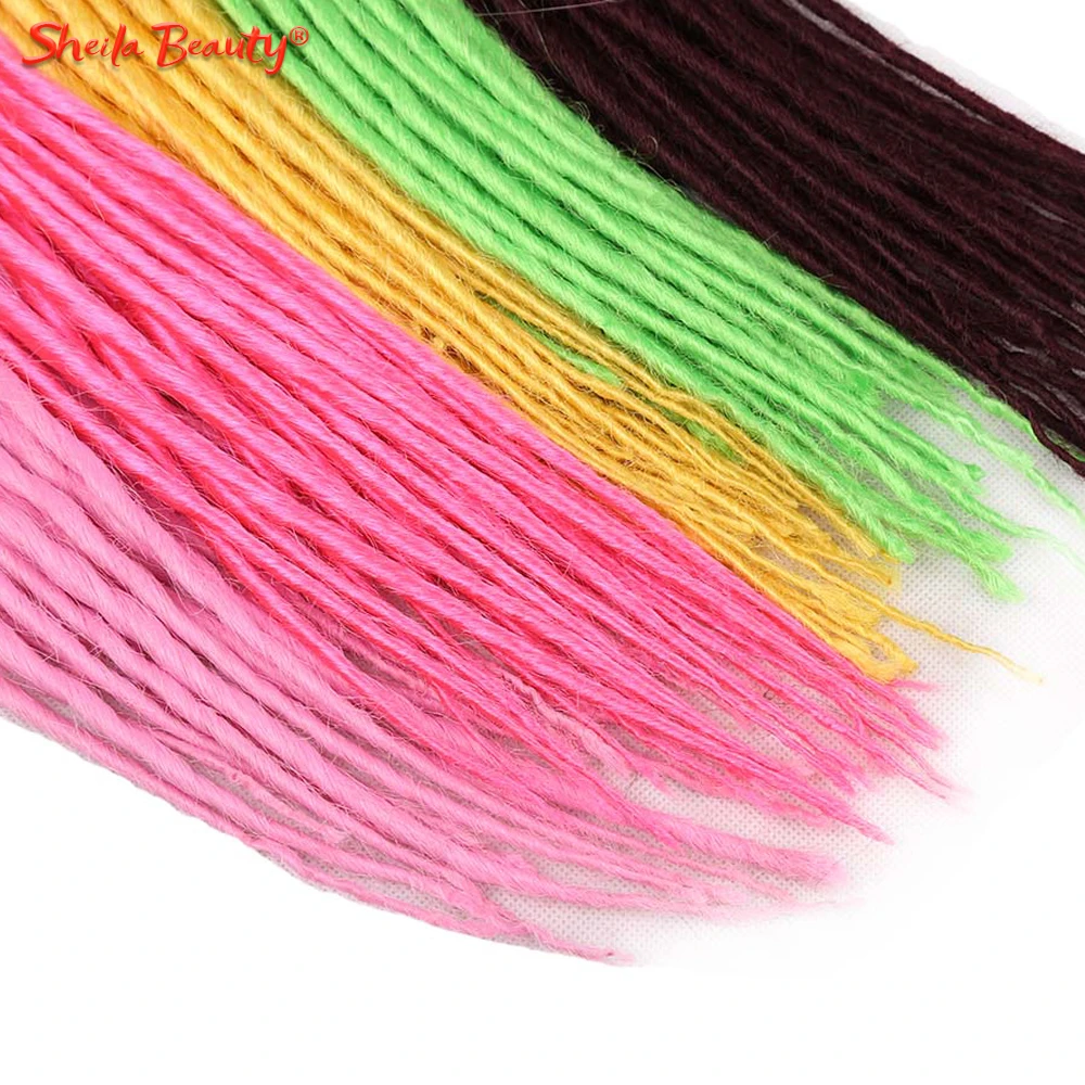 Soft Dreadlocks Synthetic Hair Extensions 22" Ombre Crochet Braids Single Twist Ends Dread Braiding Hair for Women Pink Brown 3