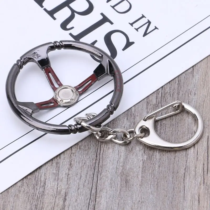 Popular jewelry Fashion Keychain keyRing Sleeve Bearing Auto Part Stainless Steel Car Steering Wheel Model Turbocharger