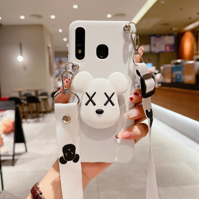 Holder Stand Cover For Samsung Galaxy J7 2015 J5 J3 Pro A5 2017 2016 S7 S6 Edge Case Cartoon Necklace Lanyard Strap Fundas