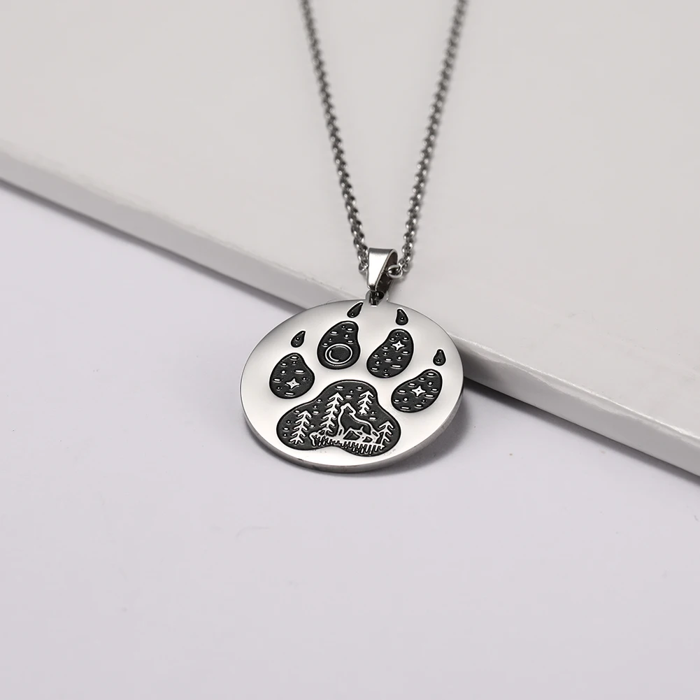 Lemegeton милое ожерелье с отпечатками лап Одинокий волк медведь лиса собака Лапа печать ожерелье s ювелирные изделия из нержавеющей стали для женщин свитер ожерелье