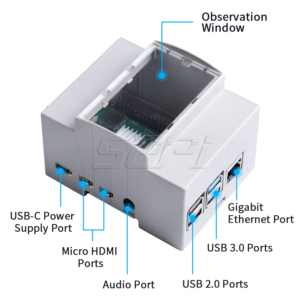 52Pi ABS электрическая коробка пластиковый корпус для Raspberry Pi 4 Модель B, с охлаждающими вентиляторные радиаторы отвертка для Raspberry Pi 4B