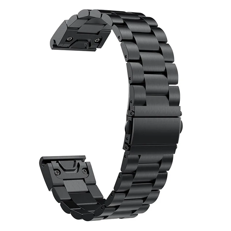 Черный 26 мм Нержавеющая сталь ремешок для смарт-часов Garmin Fenix 6X/6 электронных сигарет, Современная замена, XPro/5X/5 xPlus/3 3HR/Quaitx 3 Quick Release браслет на запястье Correa - Цвет: Черный