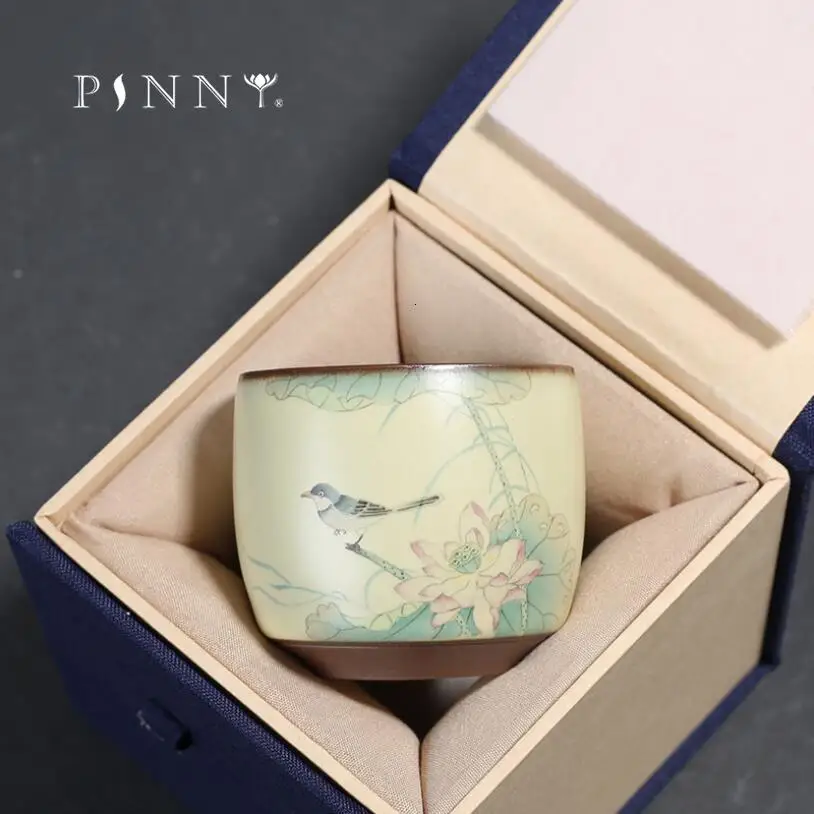 PINNY 70 мл изысканный Лотос ручная роспись фарфоровые чайные чашки Керамическая традиционная китайская посуда Кунг Фу чайная чаша чайная церемония