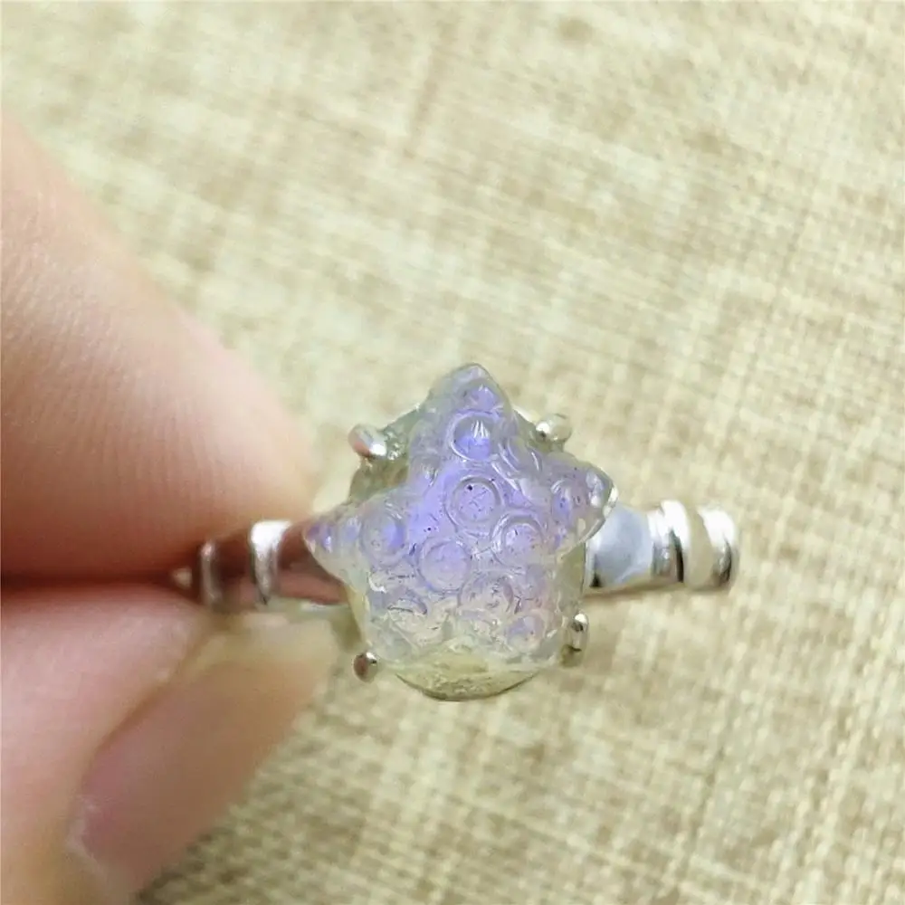 Genuine Natural Labradorite Blue Light Star Shape Adjustable Ring Engagement Gift Luxury 11x11mm 925 Sterling Silver AAAAA | Украшения и