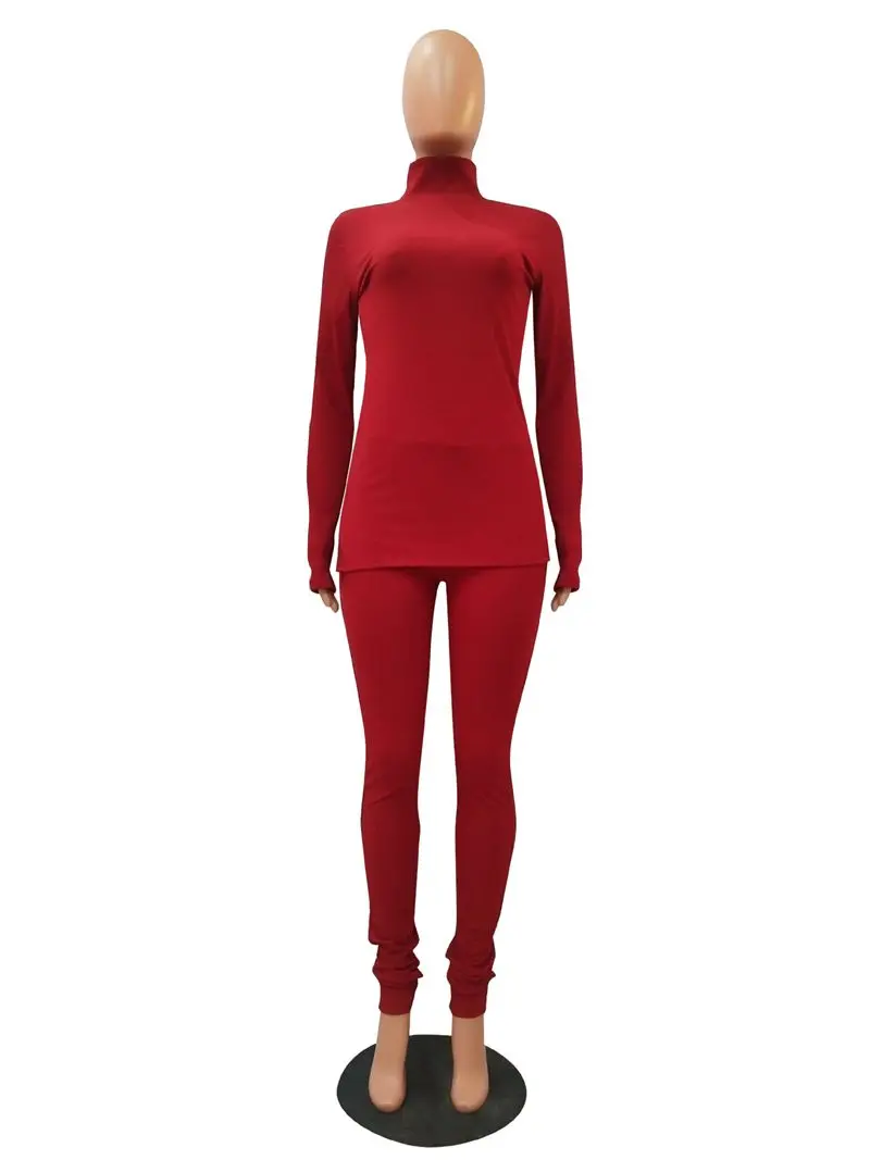ZOOEFFBB трикотажные комплекты из двух предметов; Спортивный костюм; осенне-зимняя одежда; топ с длинными рукавами; брюки; спортивные костюмы; комплекты из 2 предметов для женщин - Цвет: Красный
