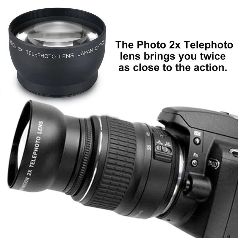 Gizcam Профессиональный 52 мм 2x телефото объектив преобразователь для Nikon D5100 D3200 D70 D40