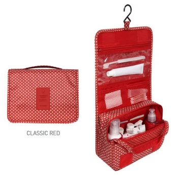 

Foldable Travel Toiletry Storage Bag Portable Waterproof Mackup Cosmetic Pouch Organizer Storage Bags - Grey red blue
