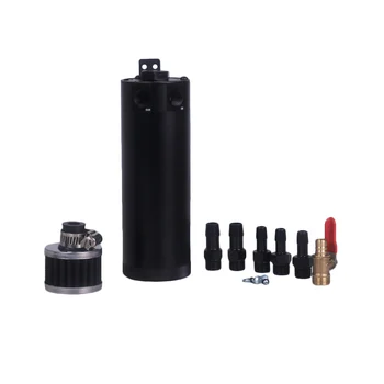 

Hot New Black Billet Aluminum Engine Baffled Oil Catch Can Tank with Oil Separator Universal Catch Tank