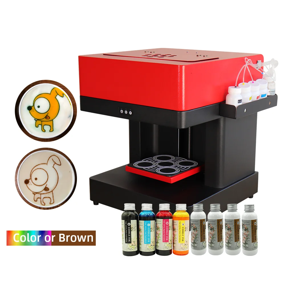 

4-Cup Selfies Coffee Printer Latte Printer Food Print Machine CISS Version With Free Edible Ink For Cappuccino Cake Macaron