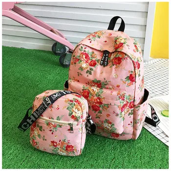 

2020 printed flowers canvas backpacks large size school bags set casual travel bags set drop shipping m760