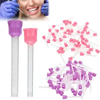 

50pcs Disposable Silicone Rubber Mixing Head Silicone Rubber Gun Conveying Mixing Heads Pink Purple