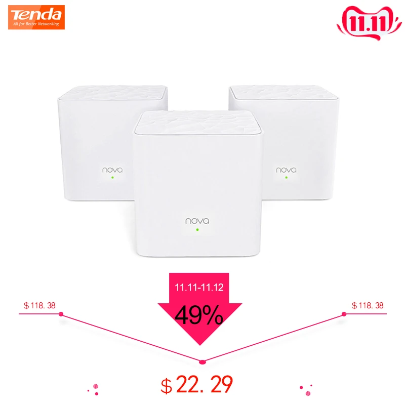 Tenda Nova MW3 Wifi Router AC1200 Dual Band for Whole Home Wifi Coverage Mesh WiFi System 2