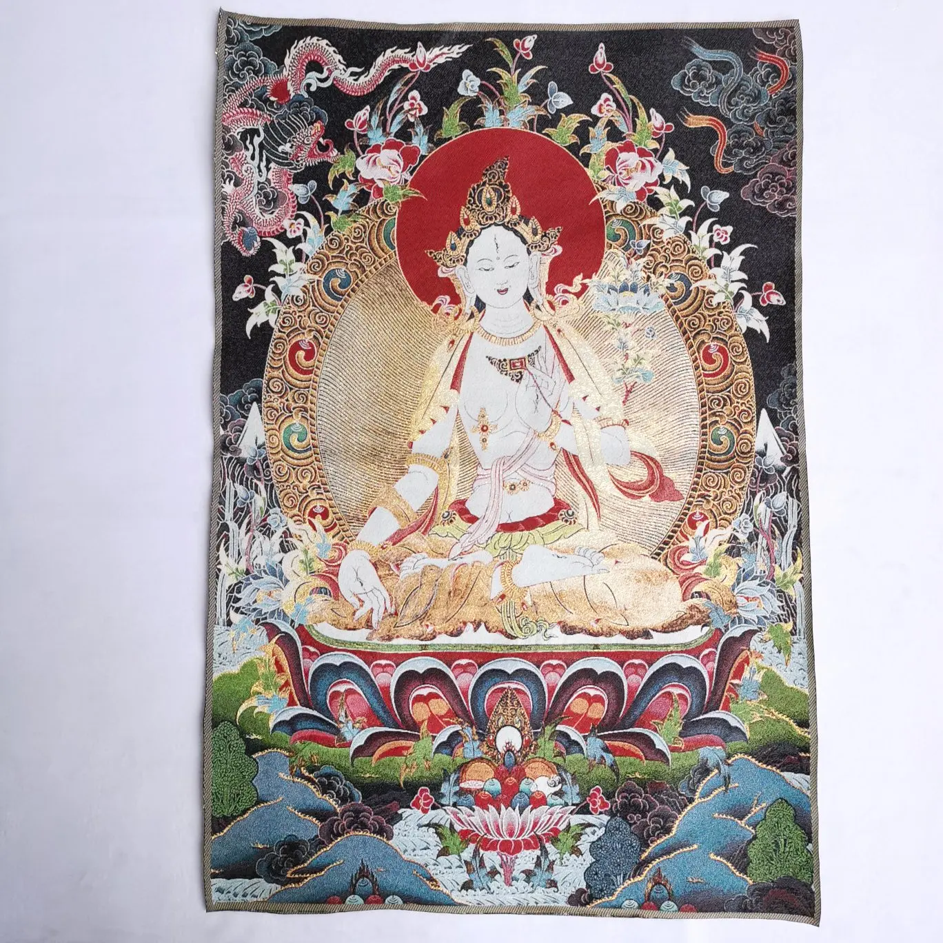

Шелковая вышивка Thangka, фэншуй, Бодхисаттва, сверхестественное существо, роспись, ручная работа, домашнее украшение #3, Китай