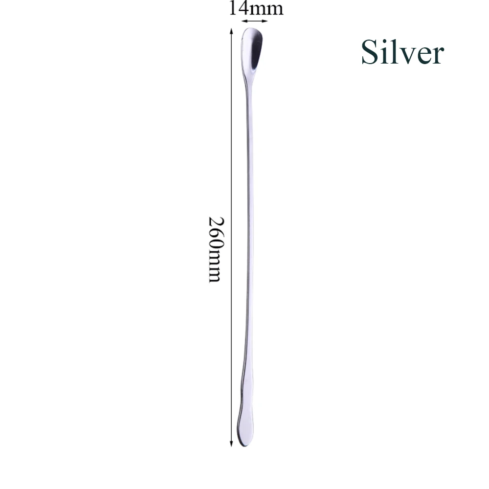 260mm silver 1 шт. ложка посуда из нержавеющей стали Радужный цвет с длинной ручкой десертное мороженое совок столовые приборы товары для дома, кухни - Цвет: 260mm silver