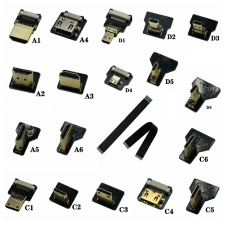 Nastro Fpv Connettore Compatibile Hdmi Cavo Piatto Flessibile Raspberry Pi 4 Micro Hdmi A Hdmi/Mini Hdmi Femmina 90 Gradi Ffc