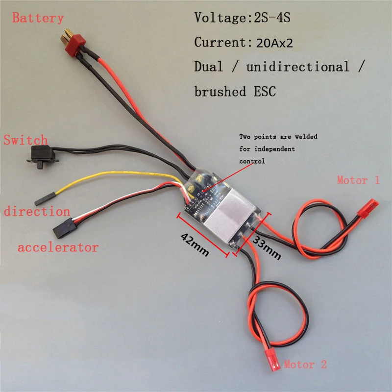 20Ax2 2S 4S двойной однонаправленный матовый ESC с защитой от перегрева для лодки с разной скоростью/лодки для рыбалки с наживкой на радиоуправлении|Детали и аксессуары| | АлиЭкспресс