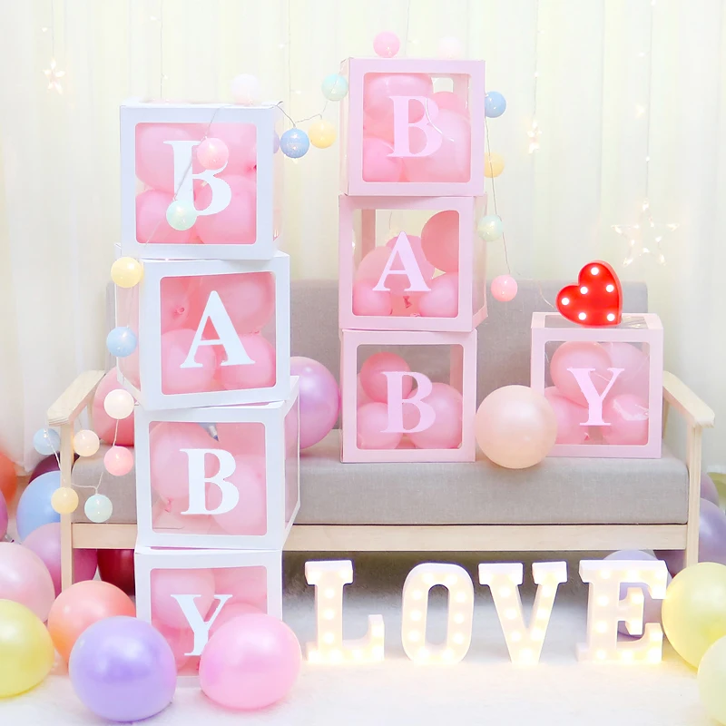 Baby Shower прозрачная коробка воздушные шары для хранения BabyShower украшения, товары для вечеринки его для мальчиков и девочек, с изображением популярной игры на день рождения Настольный Декор