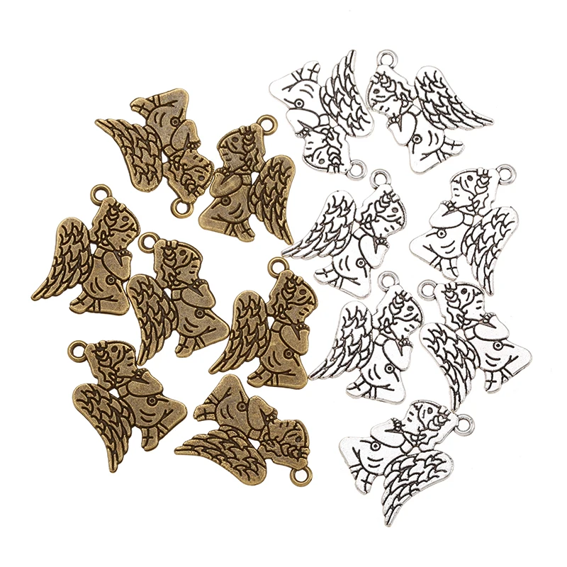 15 unids/lote Ángel plateado plata pulseras encanto colgantes joyería de moda hacer hallazgos DIY hechos a mano encantos I228