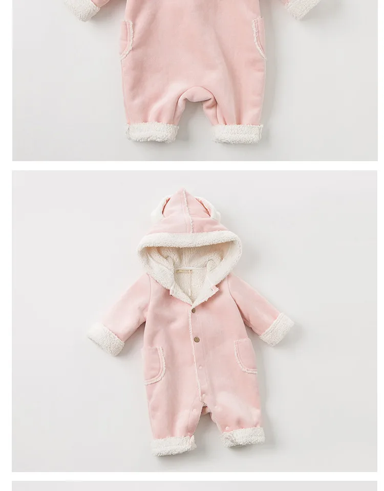 DB11626 Dave bella/зимние модные комбинезоны унисекс для новорожденных; Милая Одежда для младенцев с капюшоном; Детский комбинезон; 1 предмет