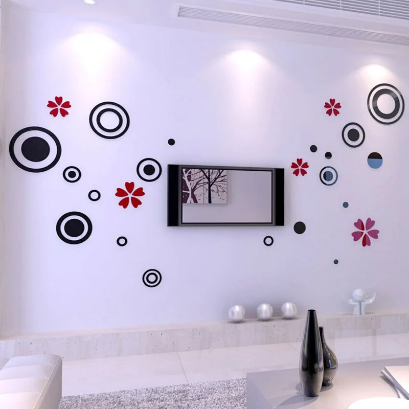 

Diy Circles Acrylic 3d Wall Stickers Tv Background Wall Decals 3 Sizes Stickers For Wall Decor Living Room Bedroom 3d Stickers