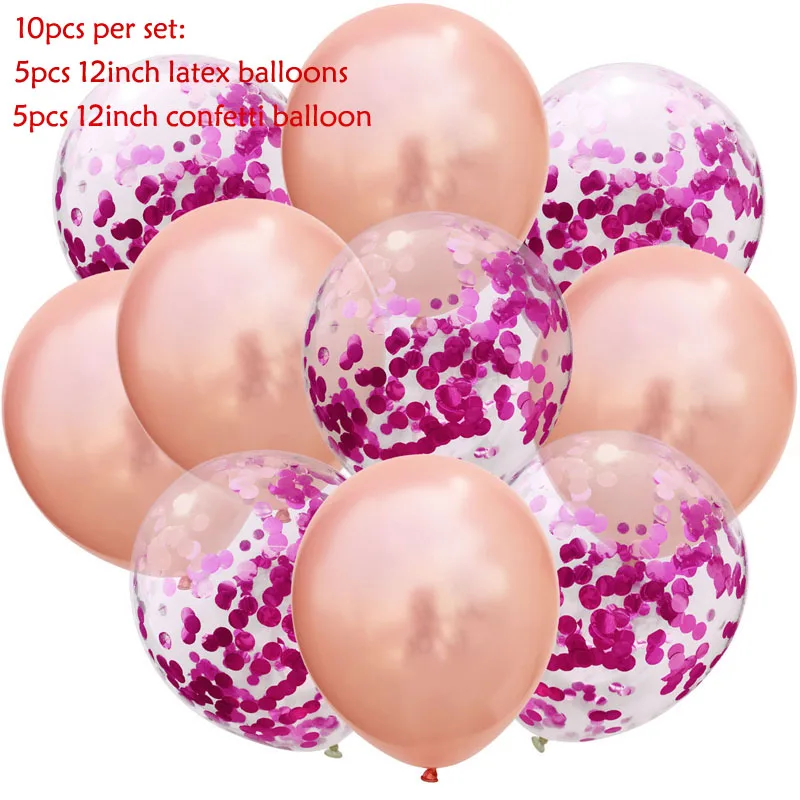 10pc(RoseGold-Rose) 14 шт./лот, набор конфетти из смешанного розового золота с воздушным шаром на день рождения, воздушный шар на свадьбу, день рождения, декоративный шар, сделай сам - Цвет: 10pc(RoseGold-Rose)