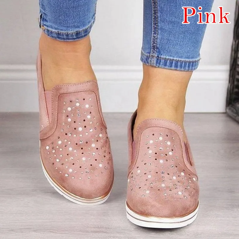 NAUSK/женские кроссовки; дышащая водонепроницаемая обувь на танкетке; Вулканизированная обувь на платформе; женская повседневная обувь из искусственной кожи; tenis feminino; - Цвет: pink 1