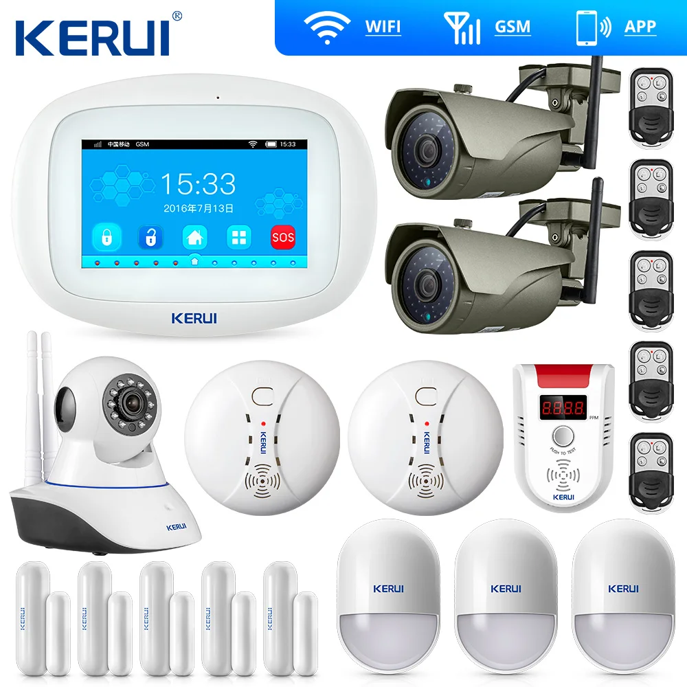 Домашняя сигнализация KERUI с поддержкой Wi Fi GSM TFT цветной дисплей|Комплекты для сигнализации| |