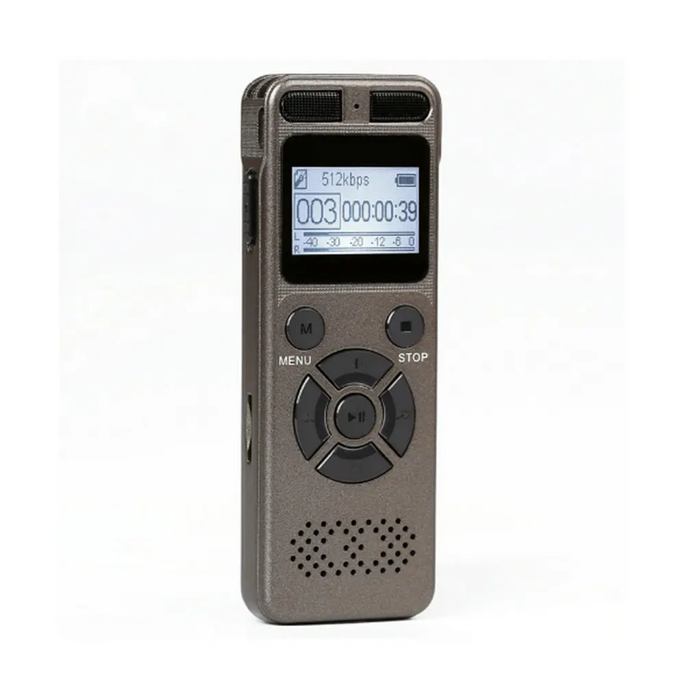 Digital Voice Audio Activated Recorder Dictaphone Registrar MP3 HIFI Stereo 1536KPS WAV Recording Device Gray For Business Gray