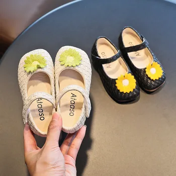 

Kids Girls Flats Shoes 2020 Summer Children Shallow Shoes Rubber Sole Baby Girls Frist Walk Princess Girls Flowers Flats Shoes