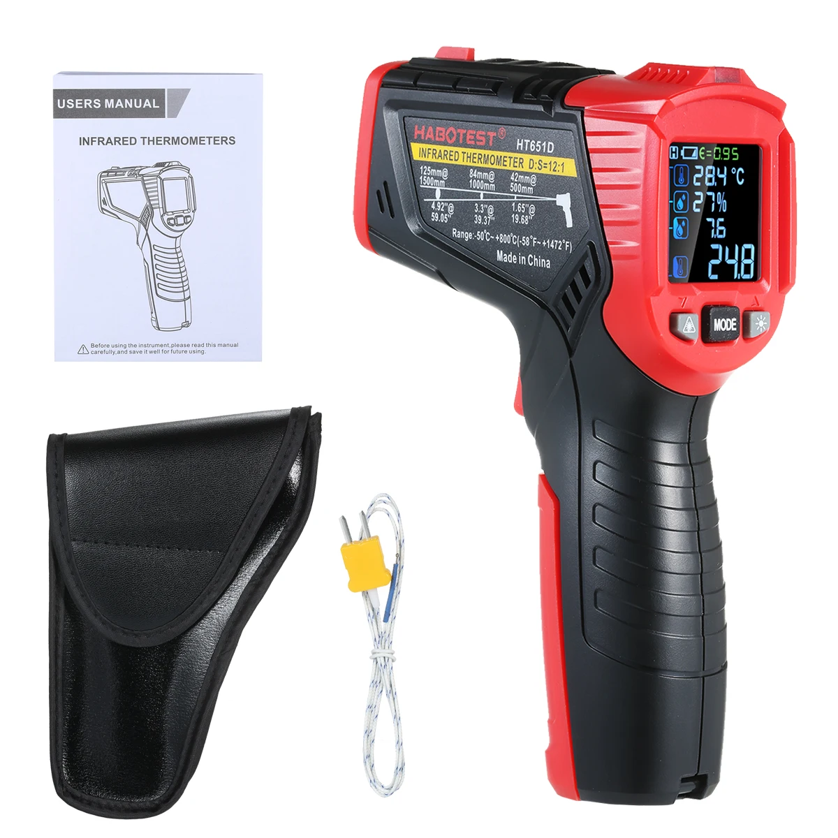Termómetro HABOTEST HT650A Sin contacto Infrarrojo Termómetro Industrial Termómetro HABOTEST HT650A Sin contacto Infrarrojo Termómetro Industrial