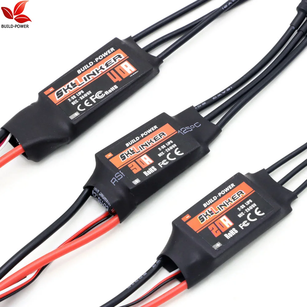 

BUILD POWER Skylinker BLHeli ESC 20A 30A 40A ESC Speed Controler 2-3S With 2A 5V UBEC For RC Fixed wing