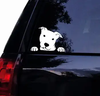 Black/SilverLooking out of Window Smiley Pit Bull Dog  Sticker Vinyl Car Accessories Art Design Removable S642