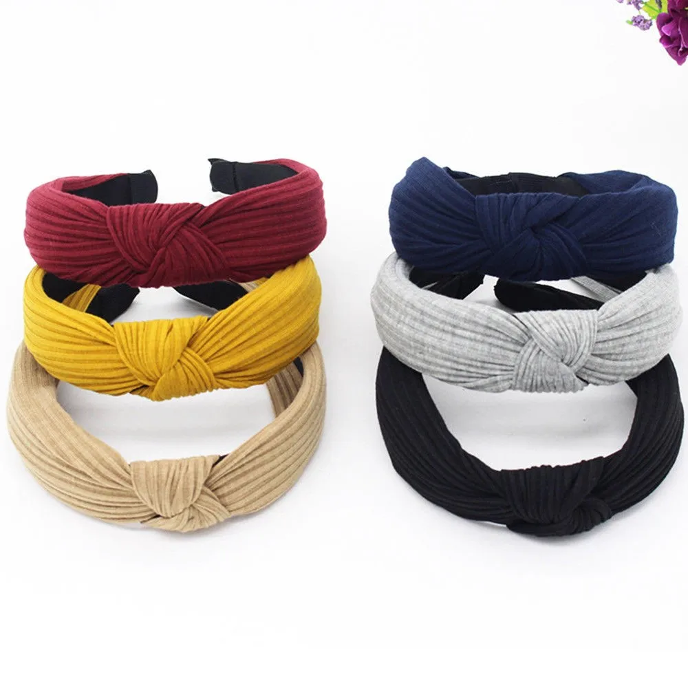 

20#Knot Cross Tie Solid 1 PC Fashion Hair Band Hairband Knitted rib Girls Bow Hoop Hair Accessories Velvet Twist Headband