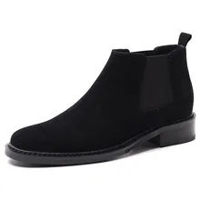 Fashion Men Suede Boots Genuine Leather High Quality Cow Leather Black Dress Boots Designer Handmade Ankle Boots