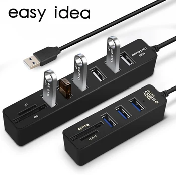 USB Hub 3.0 Multi USB 3.0 Hub USB Splitter High Speed 3 6 Ports 2.0 Hab TF SD Card Reader All In One For PC Computer Accessories 1