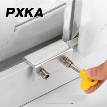 

Free shipping 2pcs window lock aluminum alloy door and window child protection translation push-pull anti-theft limiter