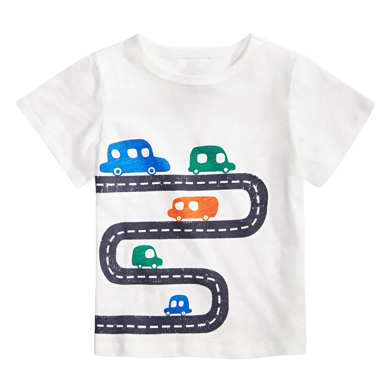 

QNPQYX New T-shirts Cartoon Cars Boys t shirts for Kids Clothes Summer Baby Boys Short Sleeve Shirts Cotton Children Clothing